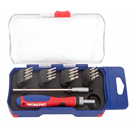 WORKPRO 18 Piece Ratcheting Screwdriver Set W/Extension Bar, Chrome